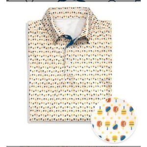 Chalktalks Sports Pickleball Polo Men’s Sz S NWT Colorful Short Sleeve paddles